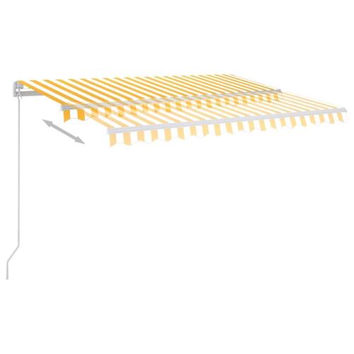 Fritstående markise 300x250 cm automatisk betjening gul og hvid
