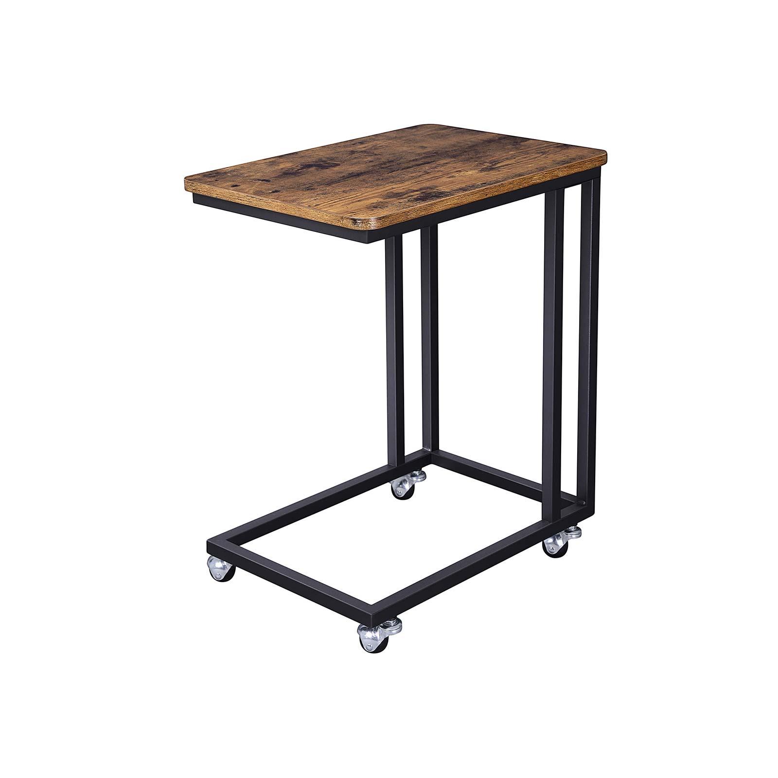 Sidebord på hjul industrielt, rustik brun/sort, 50 × 35 × 62 cm billede