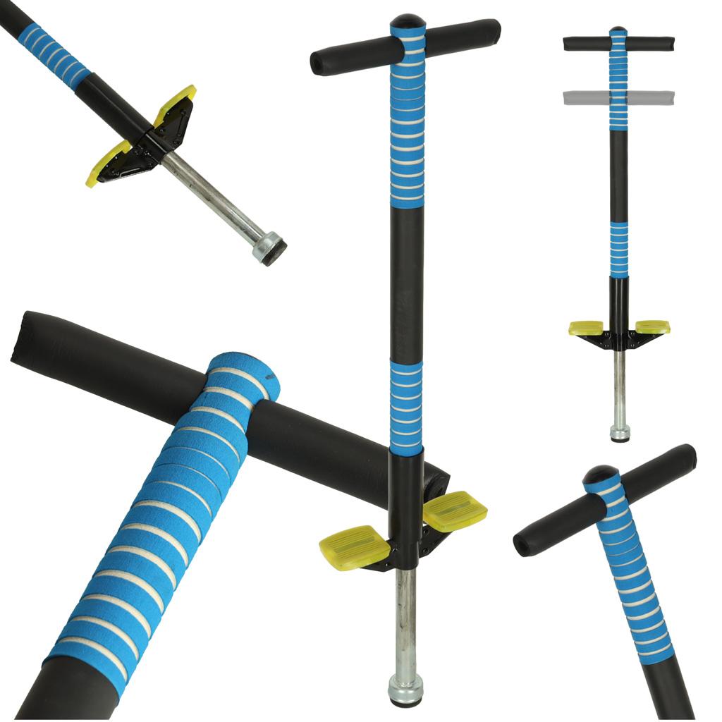 Pogo stick med fjeder - justerbar hoppe-stang, blå billede