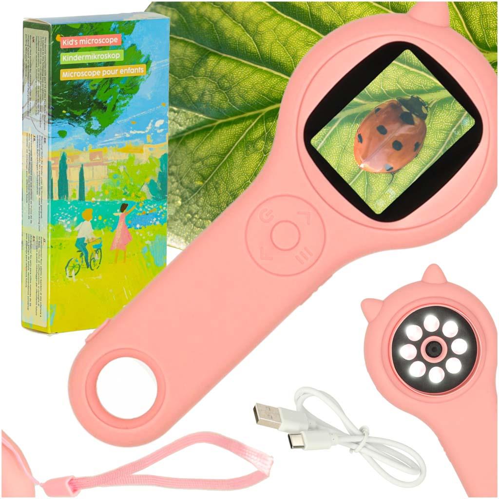 Digitalt mikroskop til børn 500x 2 MP - pink billede