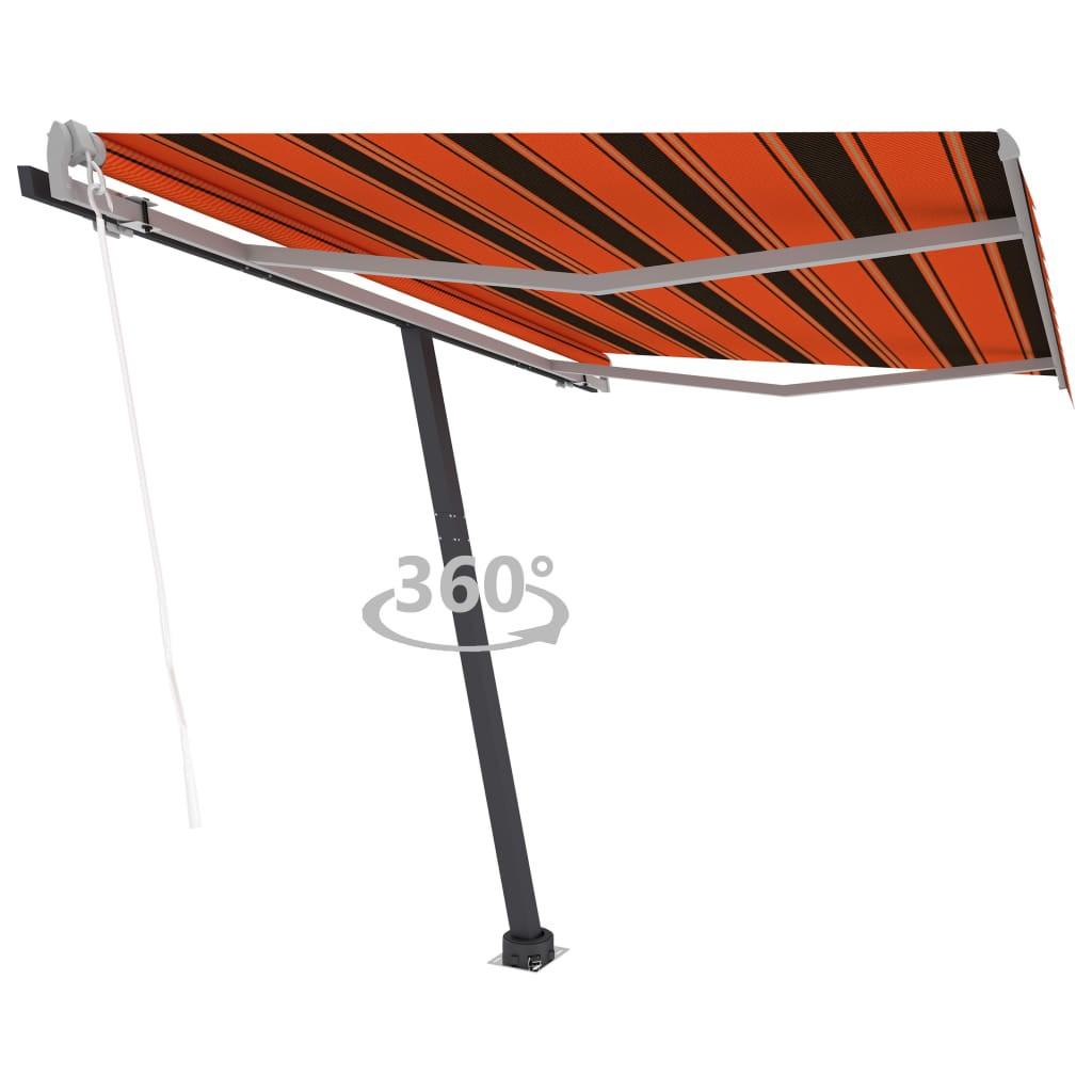 Fritstående markise 300x250 cm automatisk betjening orange/brun