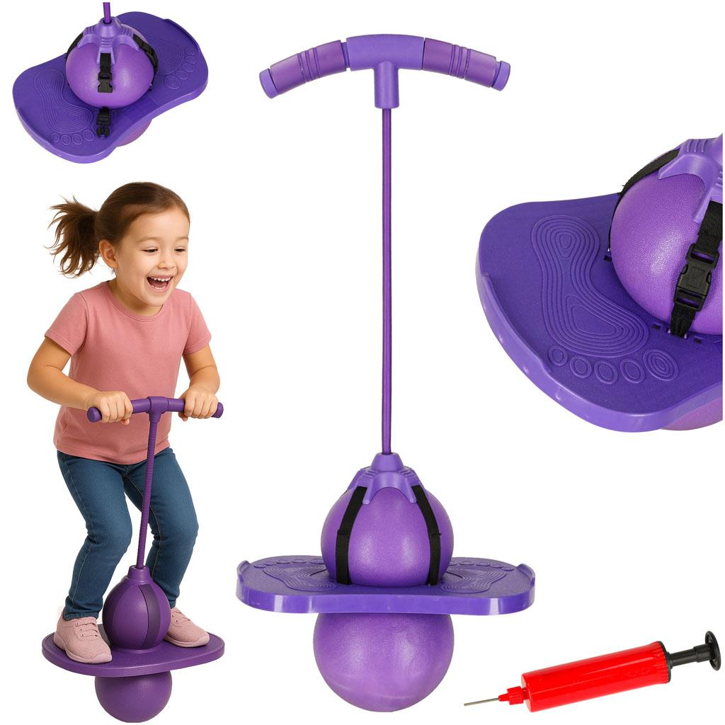 Pogo hoppebold med balancebræt til børn - lilla billede