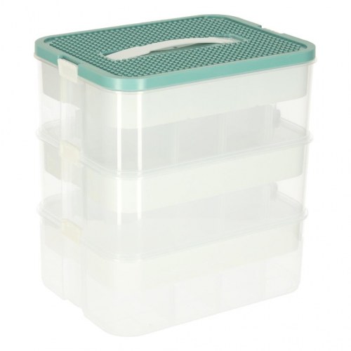 Legetøjsopbevaring med låg – 3 lag, ruminddelt – 21 l