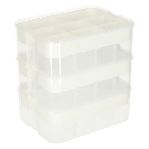 Legetøjsopbevaring med låg – 3 lag, ruminddelt – 21 l