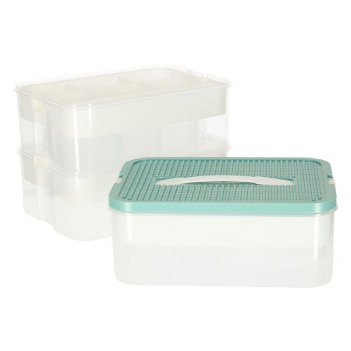 Legetøjsopbevaring med låg – 3 lag, ruminddelt – 21 l