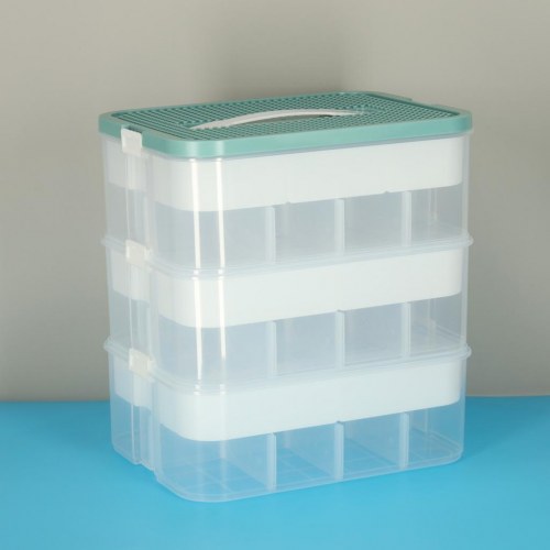 Legetøjsopbevaring med låg – 3 lag, ruminddelt – 21 l