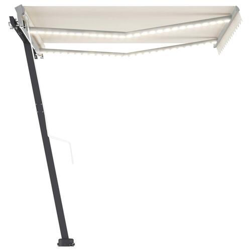 Markise m. LED-lys+vindsensor 300x250 cm automatisk cremefarvet
