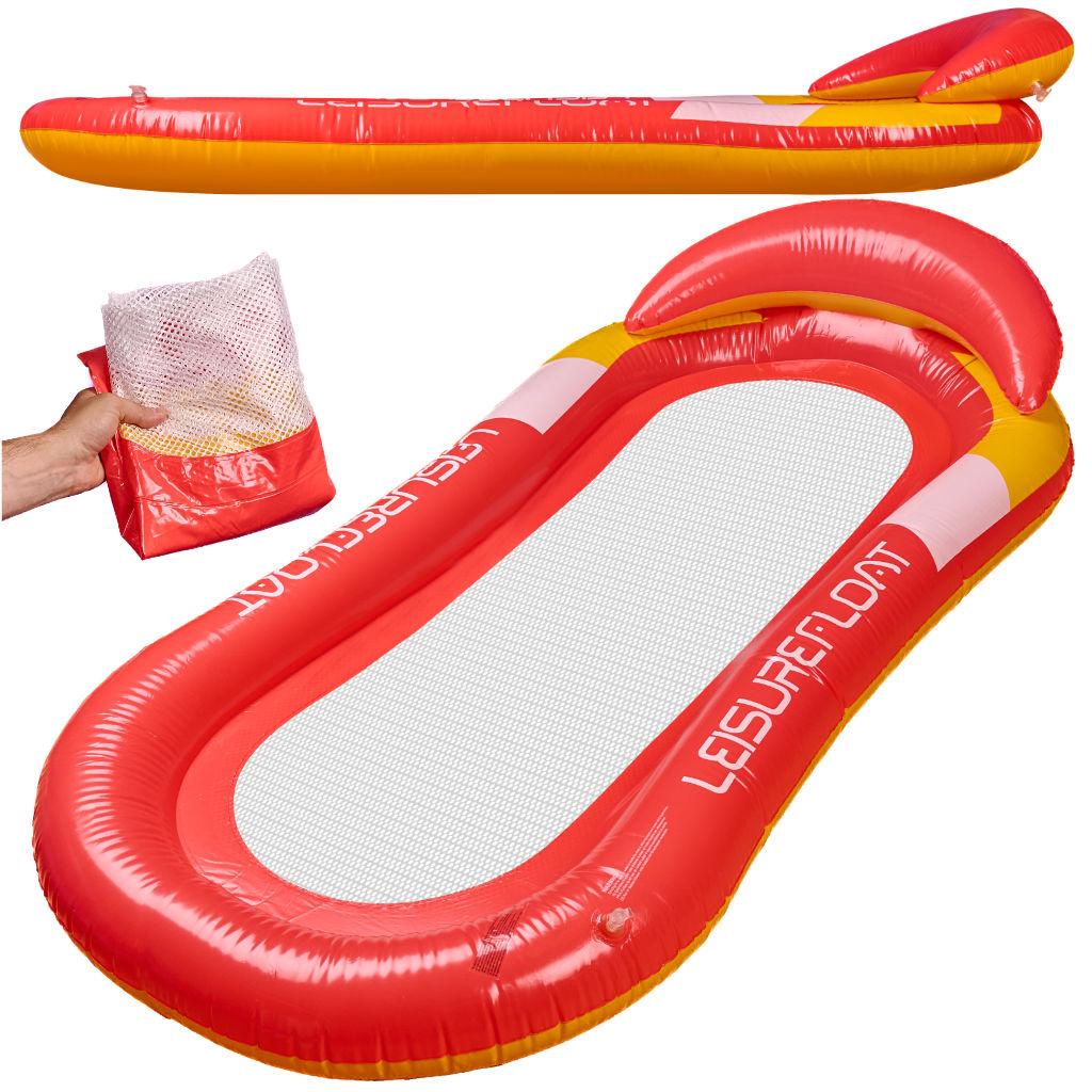 Bademadras til pool og sø med net - rød, 150 × 70 cm billede