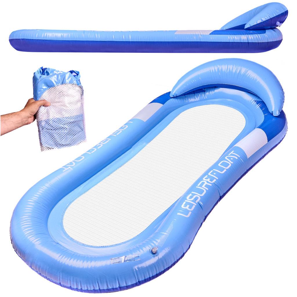 Bademadras til pool med net - oppustelig, blå 150 × 70 cm billede