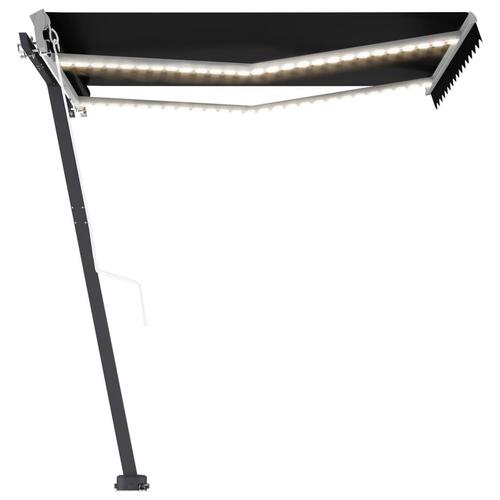 Markise m. LED-lys+vindsensor 300x250 cm automatisk antracitgrå