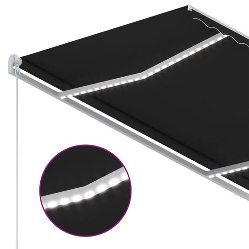 Markise m. LED-lys+vindsensor 300x250 cm automatisk antracitgrå