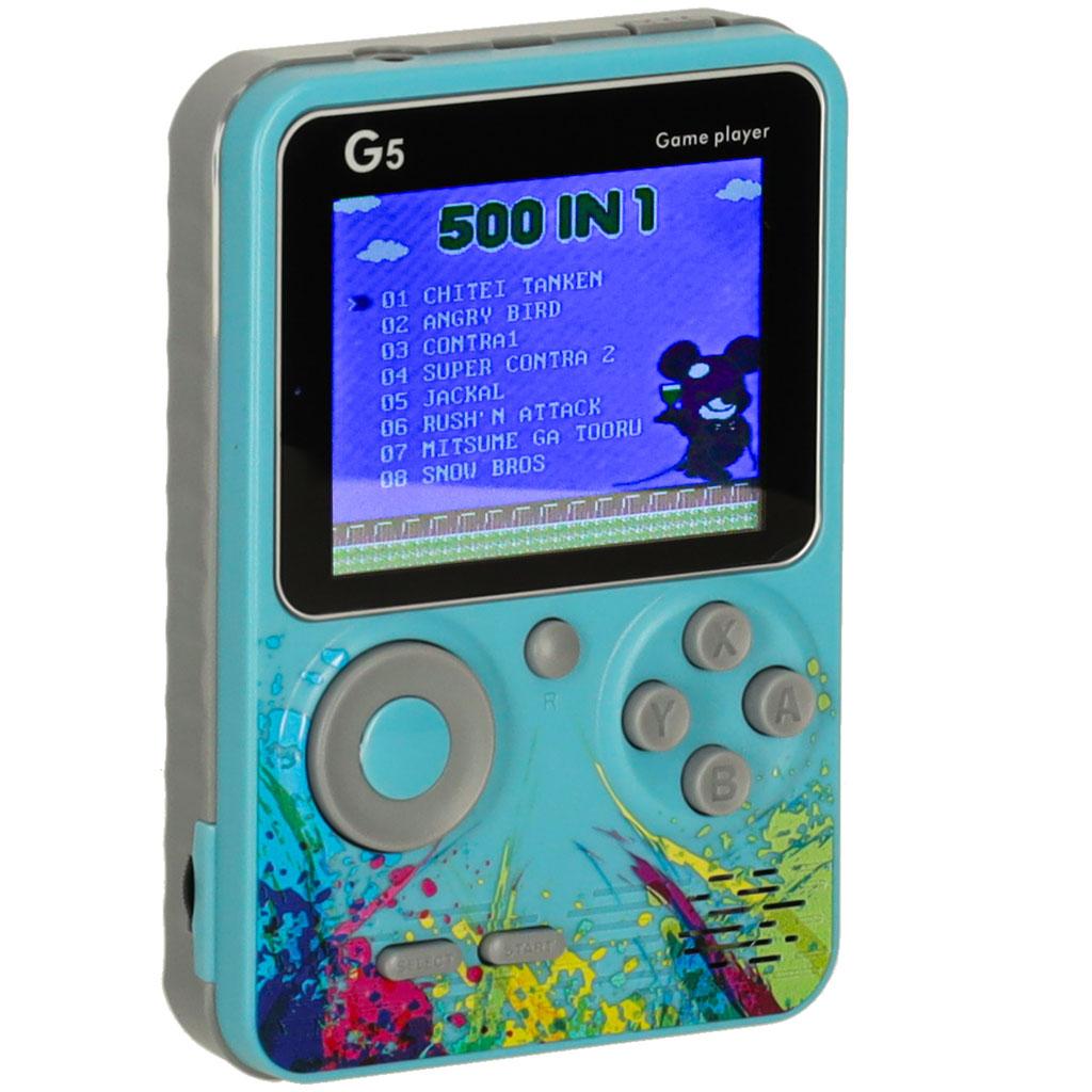 Håndholdt retro spilkonsol - blå, 500 spil billede