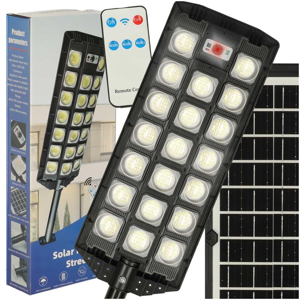 Solcelle LED udendørslampe med bevægelsessensor – sort, 68 × 18 × 7 cm billede