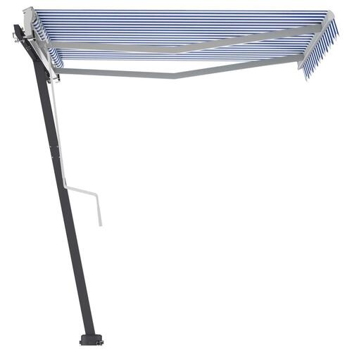 Fritstående markise 350x250 cm manuel betjening blå og hvid