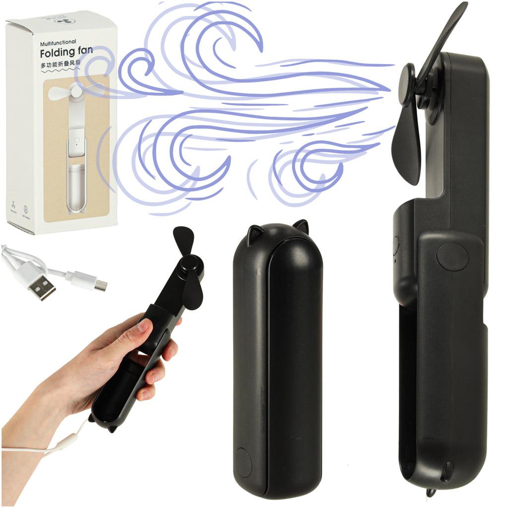 Mini bordventilator håndholdt foldbar USB - sort billede
