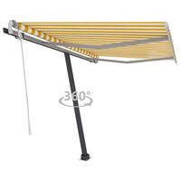 Fritstående markise 350x250 cm manuel betjening gul og hvid