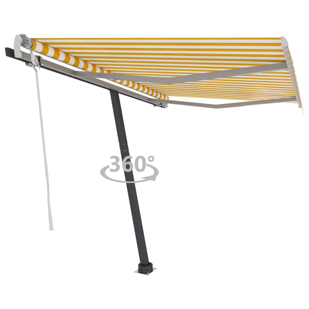 Fritstående markise 350x250 cm manuel betjening gul og hvid