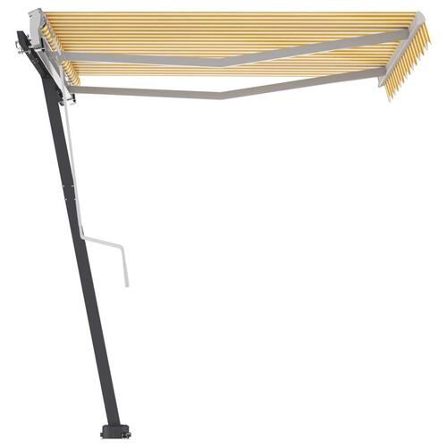 Fritstående markise 350x250 cm manuel betjening gul og hvid