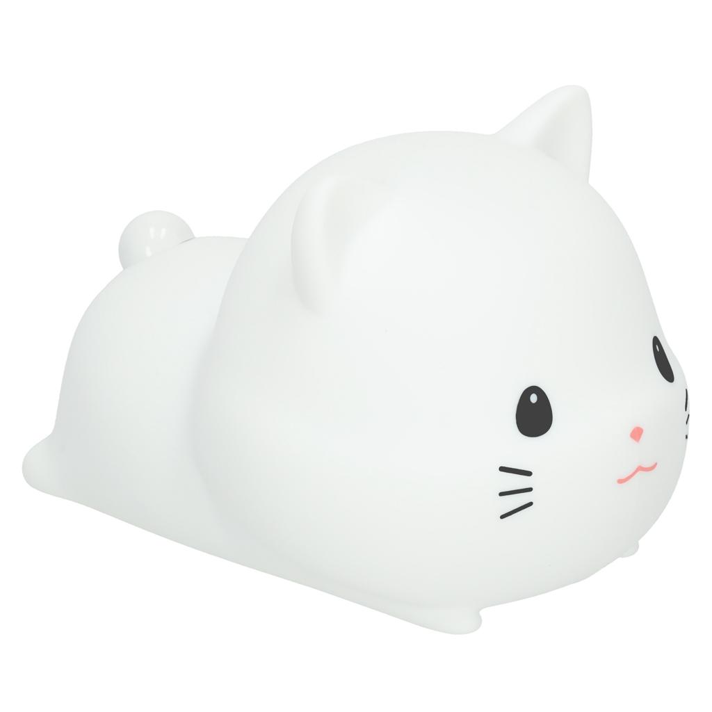 Natlampe til børn - silikone kat, hvid, RGB, liggende billede