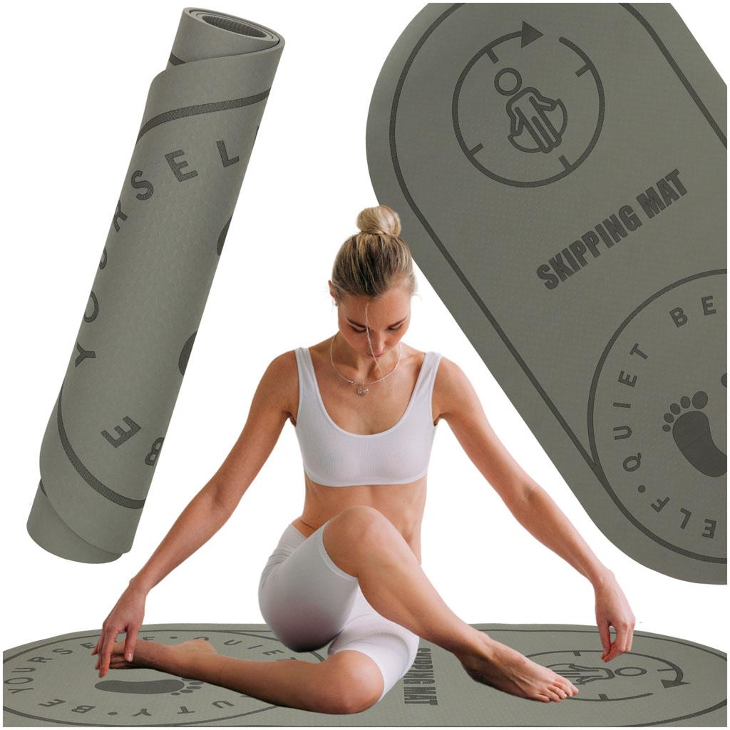 Træningsmåtte til yoga og hop - lyd­dæmpende, skridsikker, 125×61,5×0,6 cm, grå billede