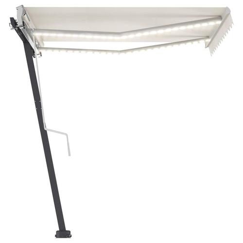 Markise m. LED-lys 350x250 cm manuel betjening cremefarvet