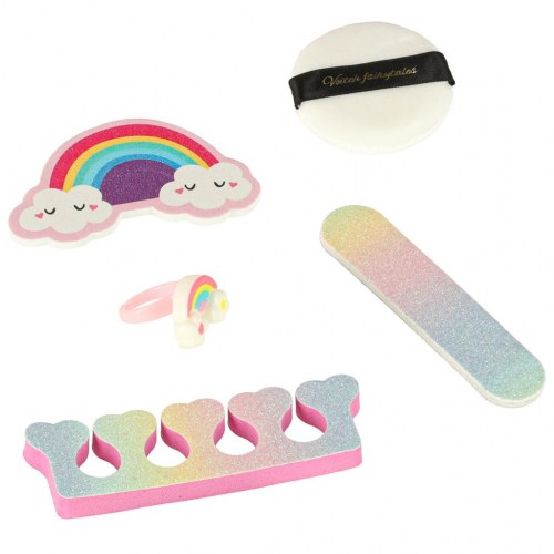 Makeup sæt til børn – 22 dele med regnbue-nederdel og enhjørninge-makeuptaske