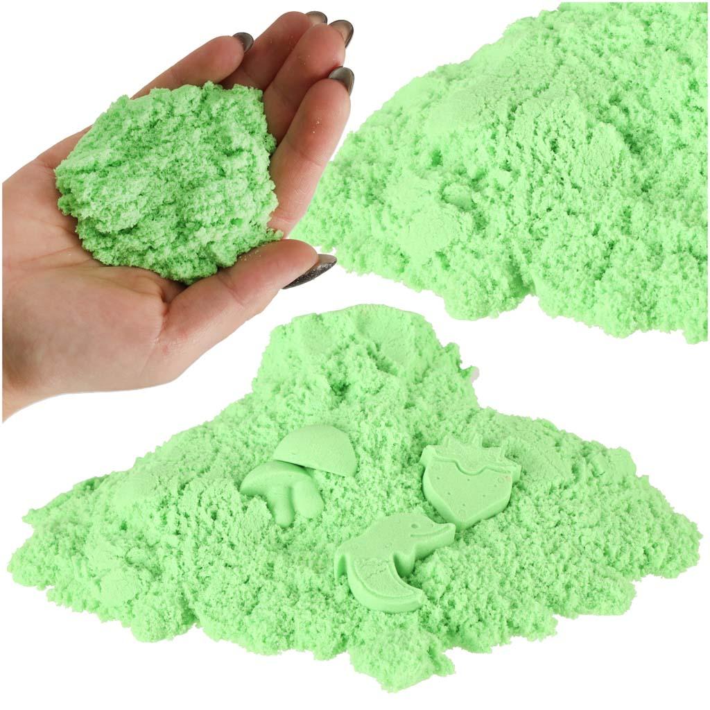 Kinetisk sand 1 kg - grøn (pose) billede