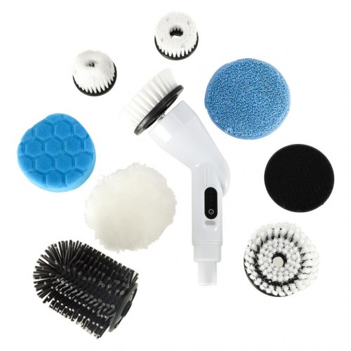 Elektrisk roterende moppe/rensebørste med 9 børstehoveder