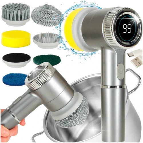 Elektrisk rengøringsbørste 5‑i‑1 med LED og 3 hastigheder