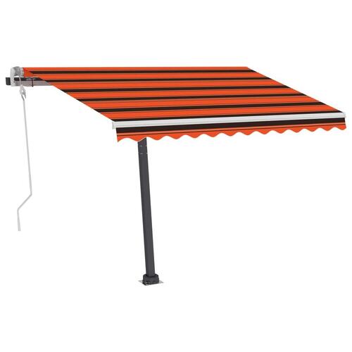 Markise m. LED-lys 350x250 cm manuel betjening orange og brun