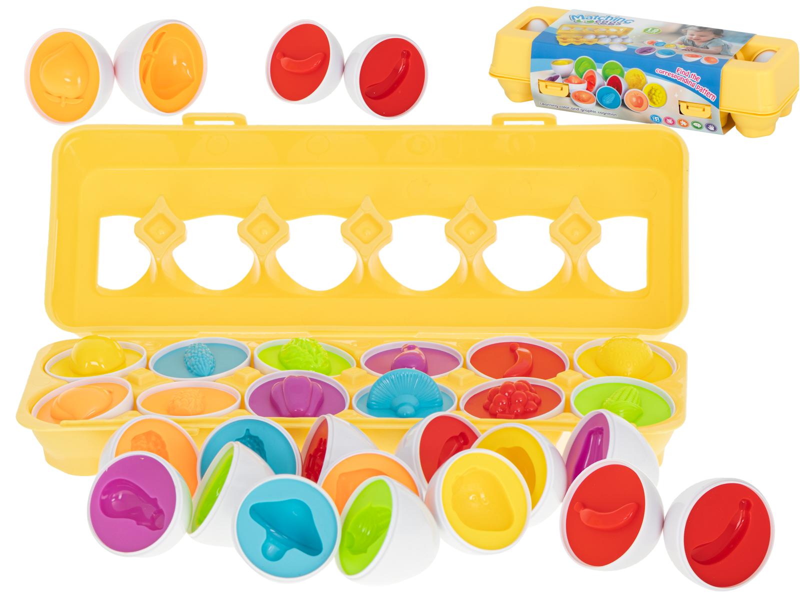 Puslespil sorter - match former og frugter æg, 12 stk billede