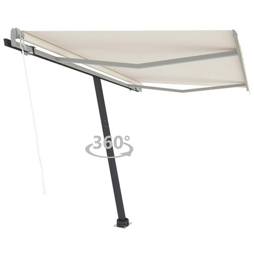 Fritstående markise 350x250 cm automatisk betjening cremefarvet