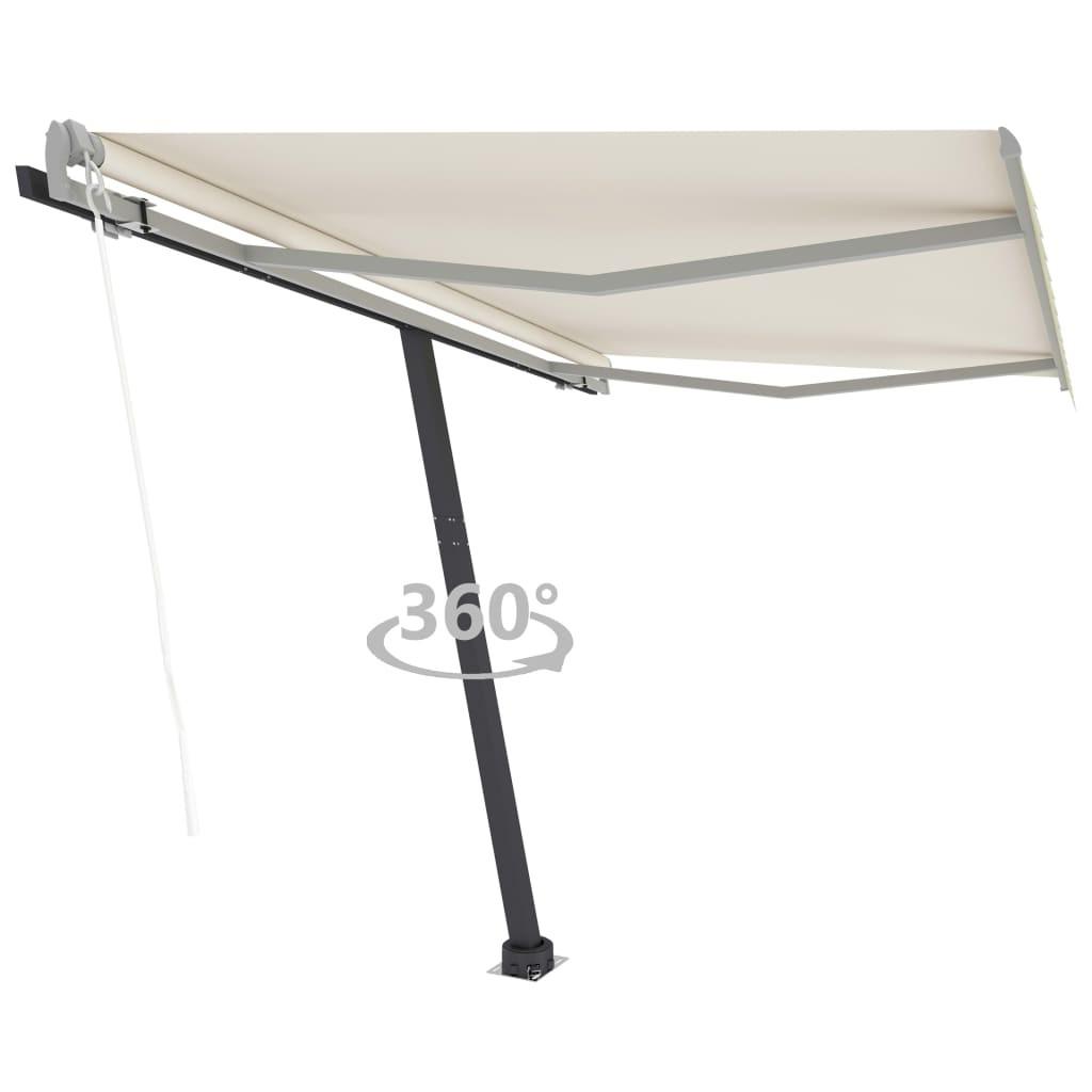 Fritstående markise 350x250 cm automatisk betjening cremefarvet