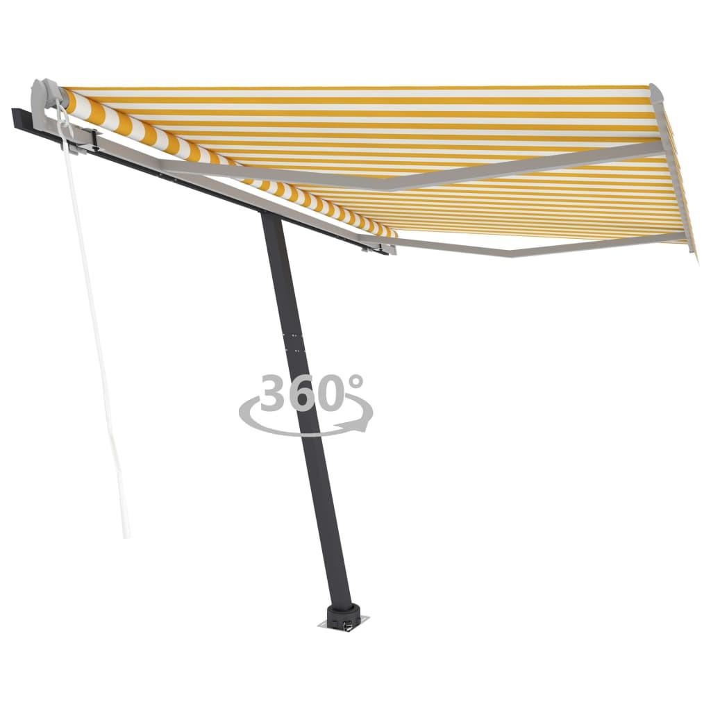 Fritstående markise 350x250 cm automatisk betjening gul og hvid
