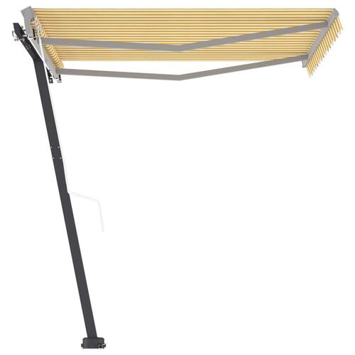Fritstående markise 350x250 cm automatisk betjening gul og hvid