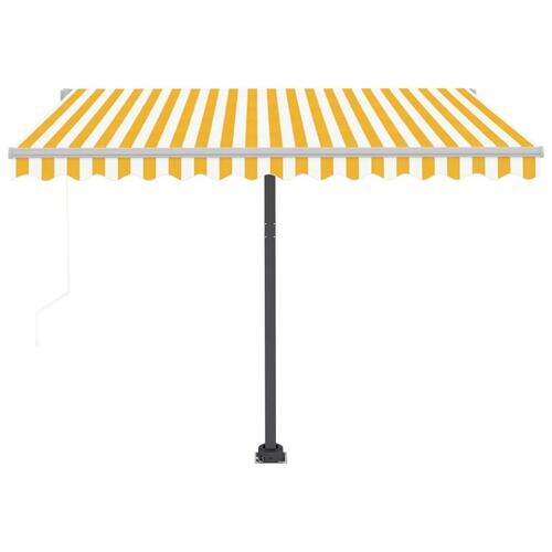 Fritstående markise 350x250 cm automatisk betjening gul og hvid
