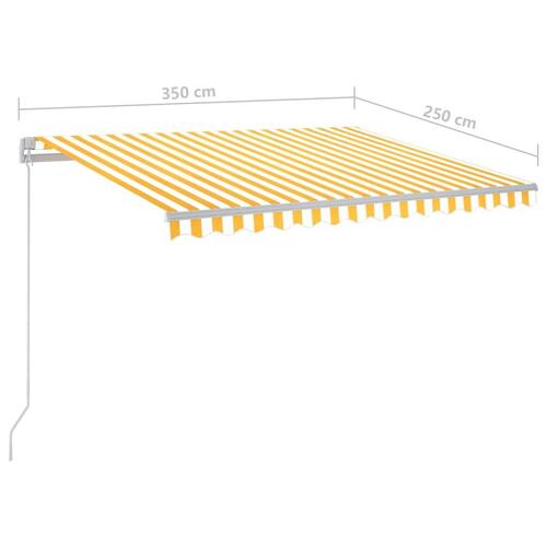 Fritstående markise 350x250 cm automatisk betjening gul og hvid