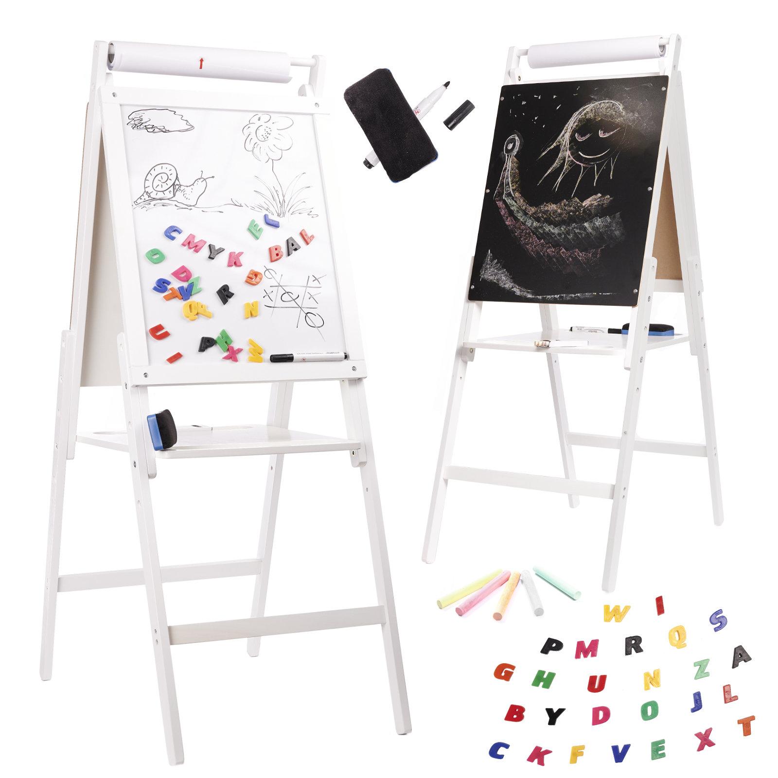 Tegnetavle til børn - dobbeltsidet magnetisk kridttavle og whiteboard, stor XXL billede