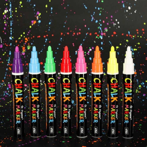 Kridtmarkere til glas, tavler og skilte – vaskbare, 8 stk