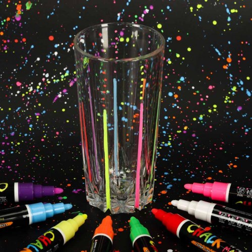 Kridtmarkere til glas, tavler og skilte – vaskbare, 8 stk