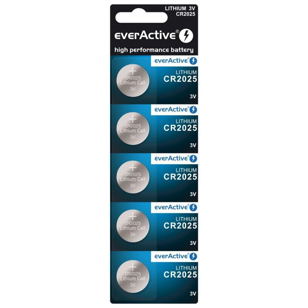 Knappbatterier lithium CR2025 3V - everActive, blister 5 stk. billede