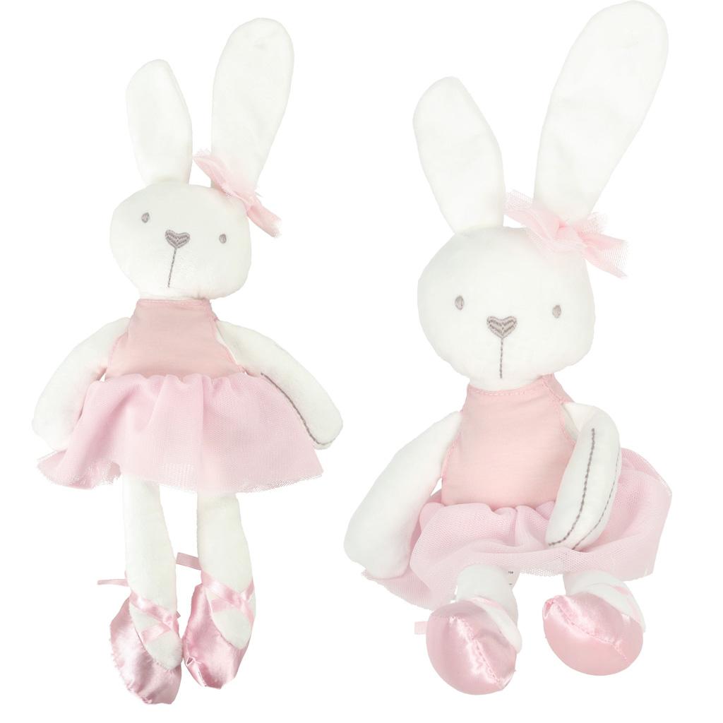 Plys kanin bamse i lyserød kjole - 42 cm billede