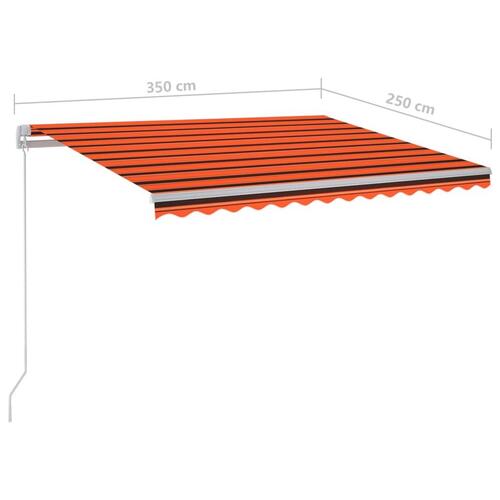 Fritstående markise 350x250 cm automatisk betjening orange/brun