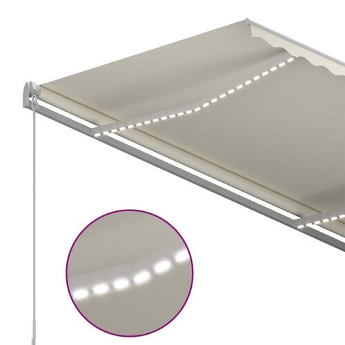 Markise med LED+vindsensor 350x250 cm automatisk cremefarvet