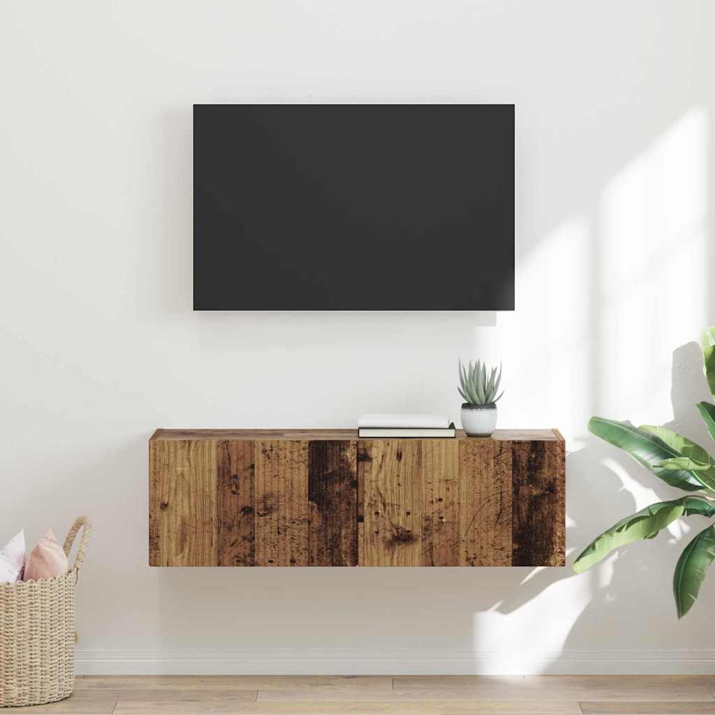 TV vægskab Gammelt træ 60 x 31 x 29.5 cm Konstrueret træ billede