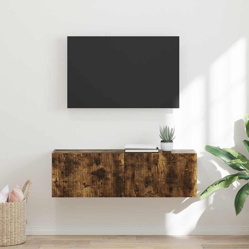 TV vægskab Røget eg 60 x 31 x 29.5 cm Konstrueret træ billede
