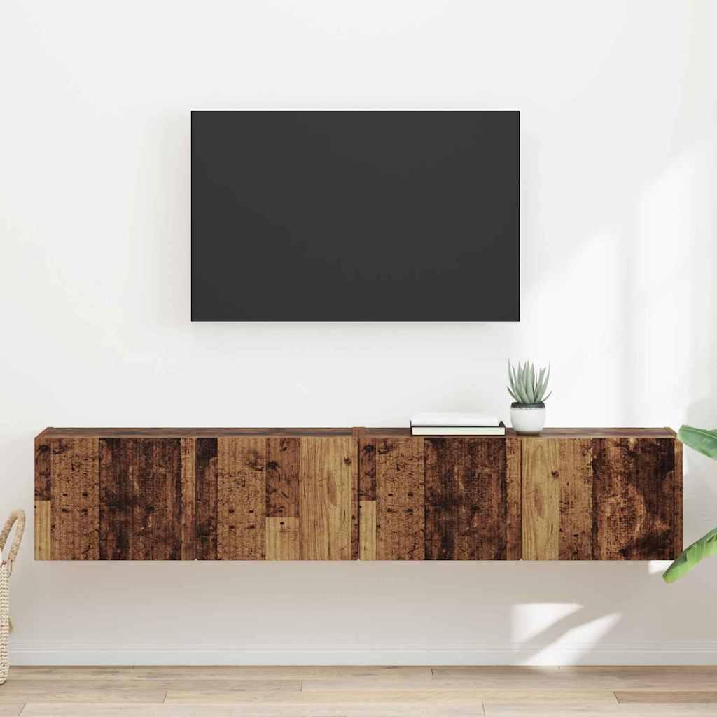TV vægskab 2 stk Gammelt træ 60 x 31 x 29.5 cm Konstrueret træ billede