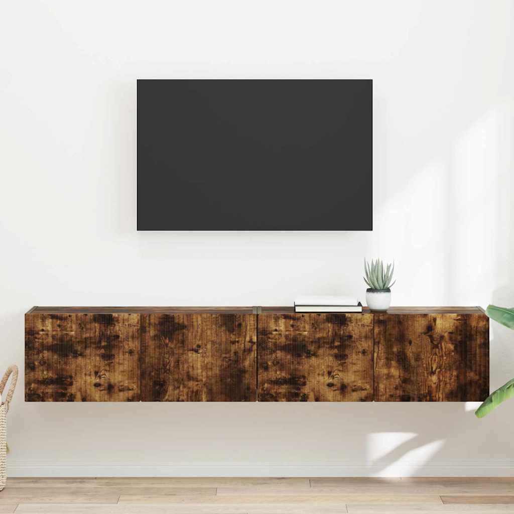 TV vægskab 2 stk Røget eg 60 x 31 x 29.5 cm Konstrueret træ billede