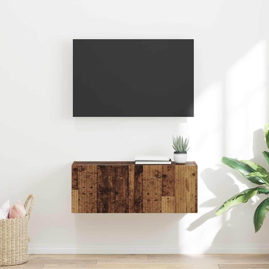 TV vægskab Gammelt træ 60 x 31 x 29.5 cm Konstrueret træ billede