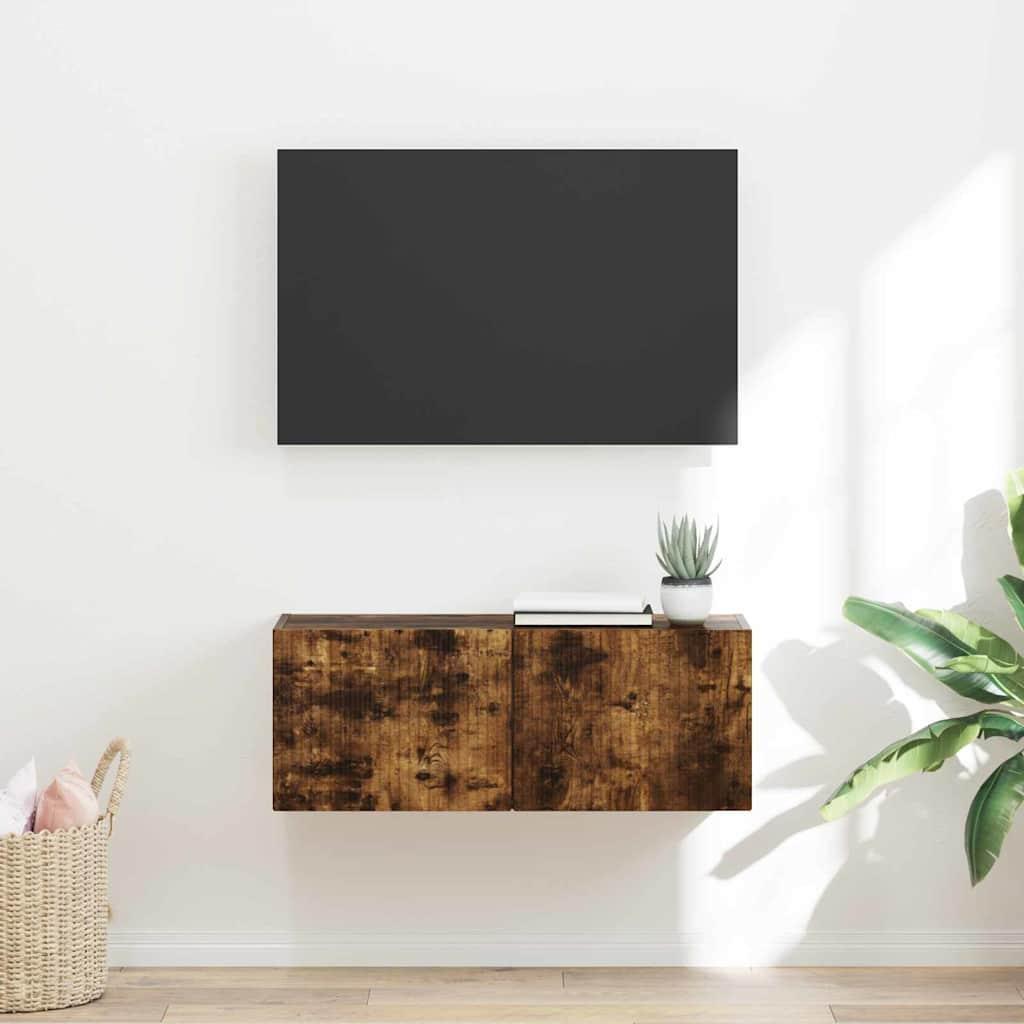 TV vægskab Røget eg 60 x 31 x 29.5 cm Konstrueret træ billede
